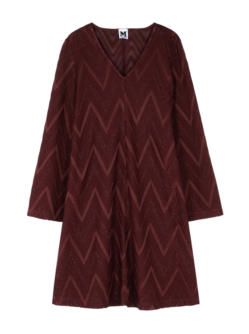 M MISSONI Long sleeve chevron lurex V neck dress at Ede & Ravenscroft ...