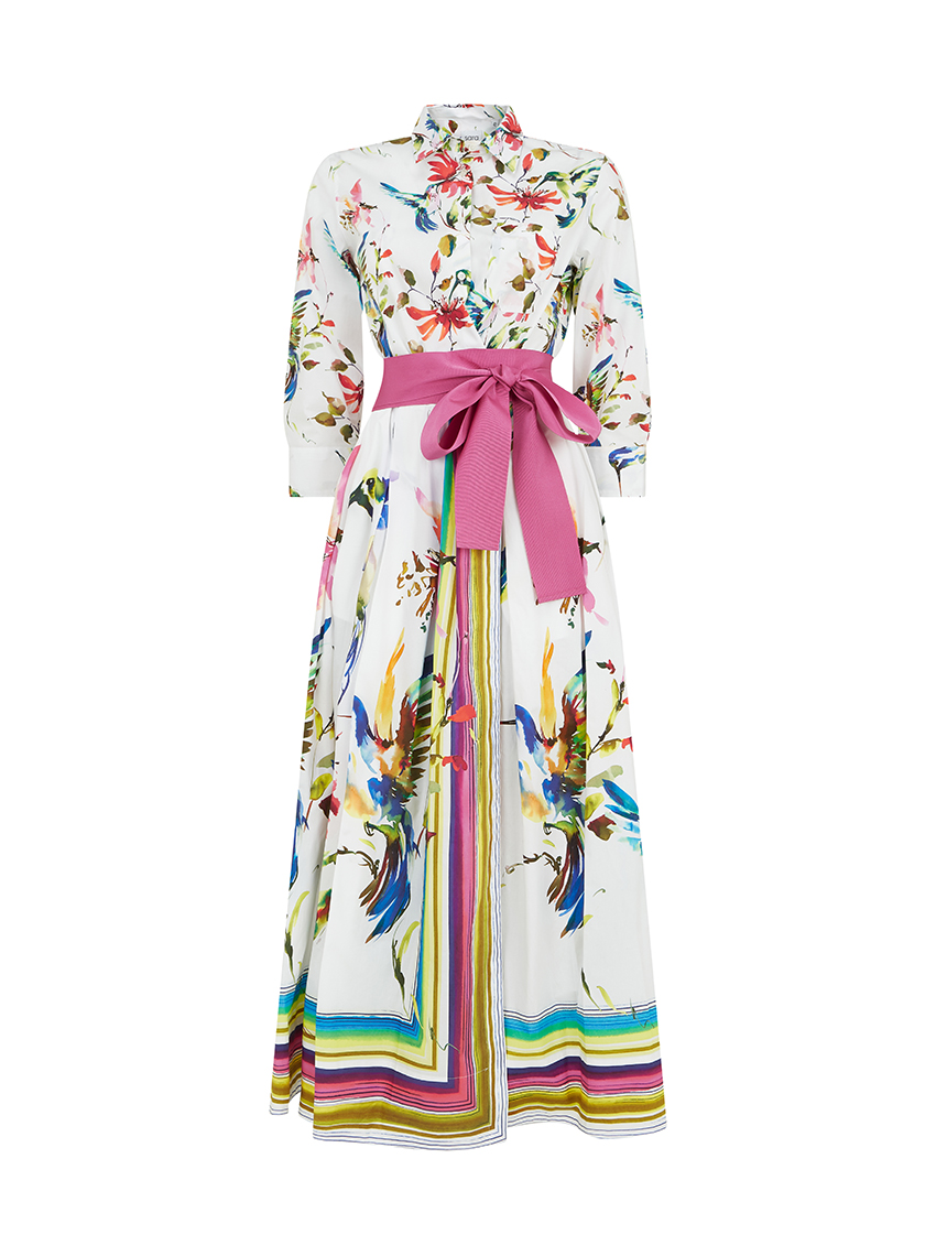 SARA ROKA Elenat Hummingbird Cotton Belted Dress at Ede & Ravenscroft ...