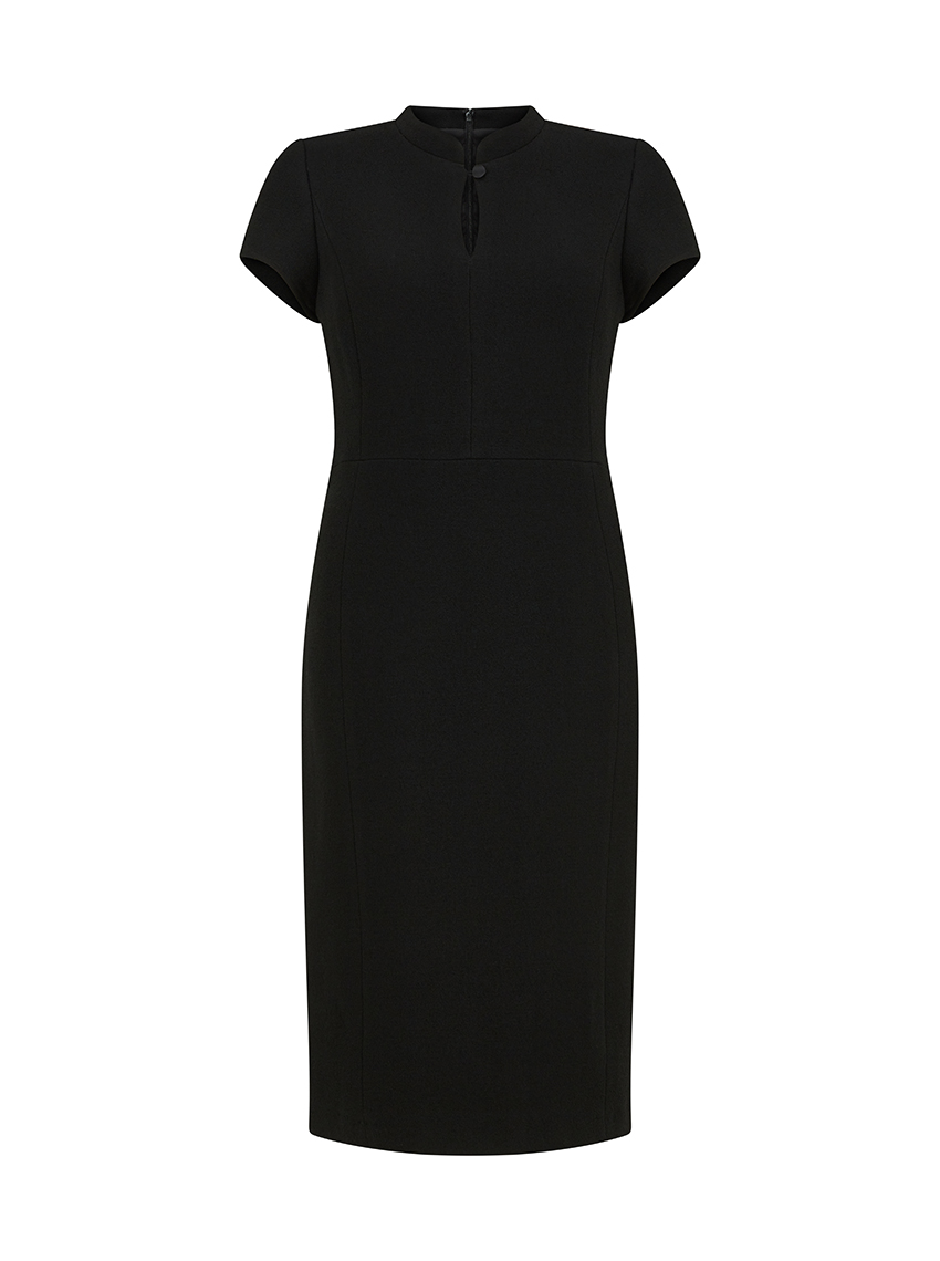 EDE AND RAVENSCROFT Hollie One Button Nehru Collar Wool Crepe Dress ...