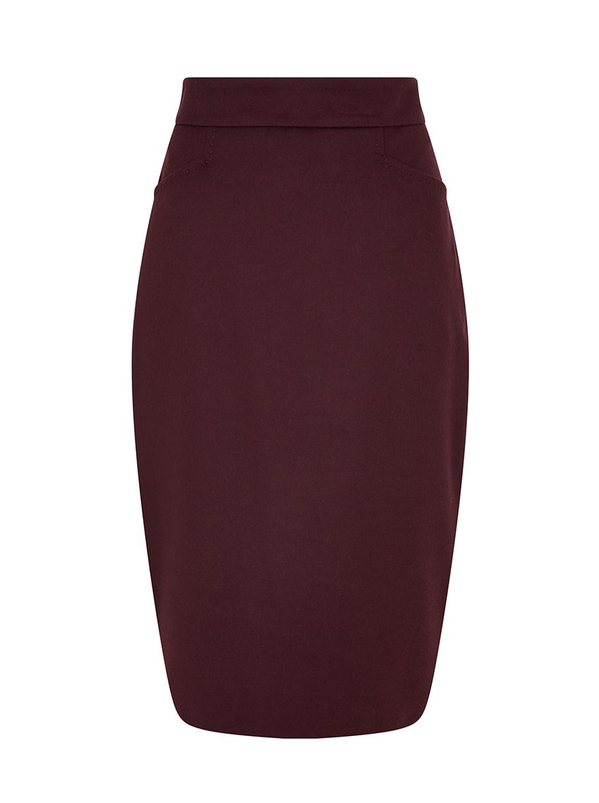 MAXMARA STUDIO Faraone Midi Wool Pencil Skirt With Leather Back Seam ...