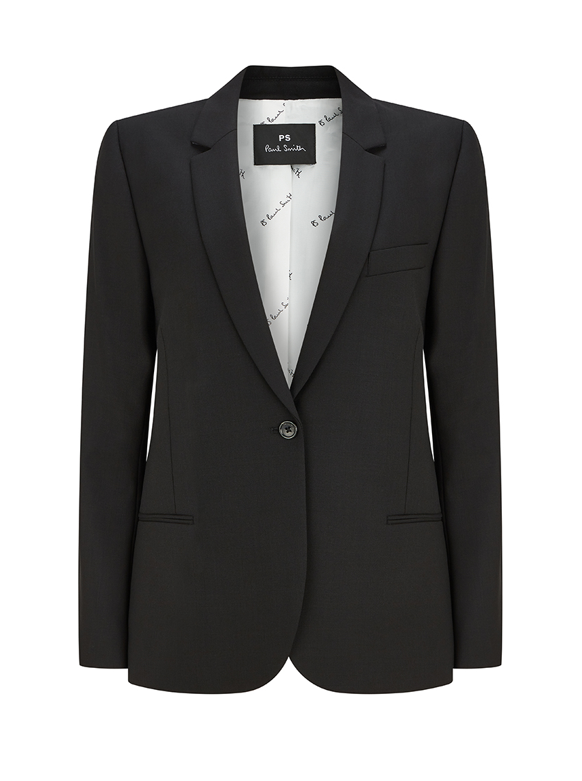 PS PAUL SMITH Tailored Hopsack Wool Suit Jacket Black at Ede ...