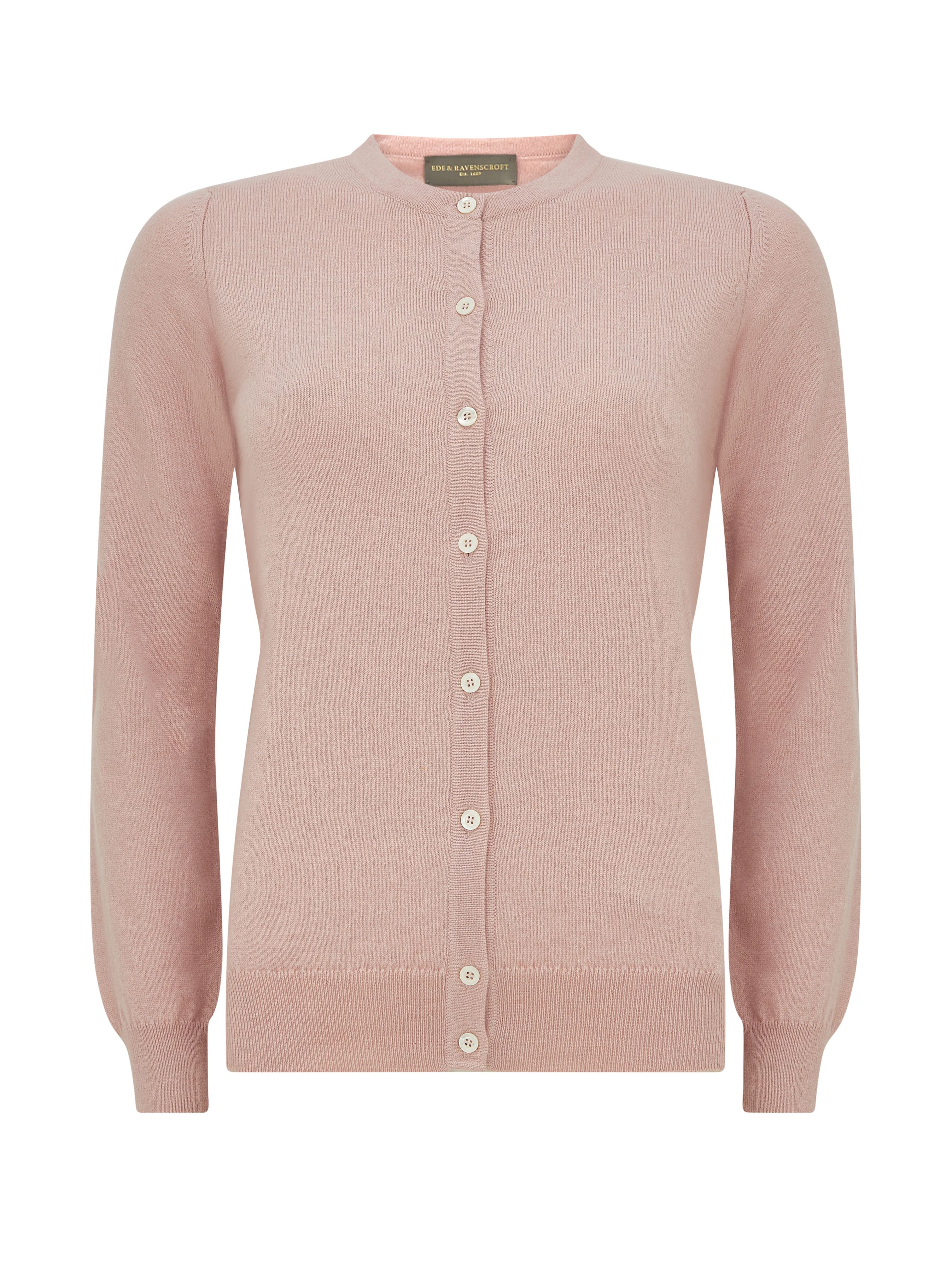 EDE AND RAVENSCROFT Kylah Classic Round Neck Cashmere Cardigan Pale ...