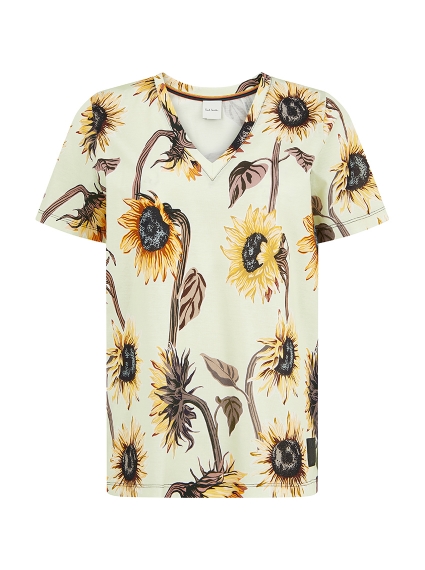 PAUL SMITH Sun Flower Print V Neck Tee Yellow at Ede & Ravenscroft